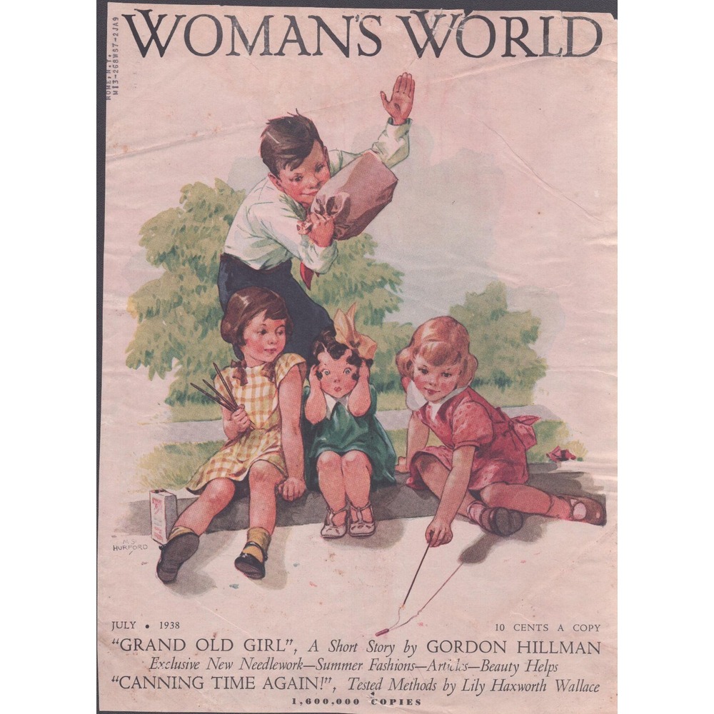 Vintage Woman's World Magazine July 1938 MS Hurford Cover Art Gordon Hillman